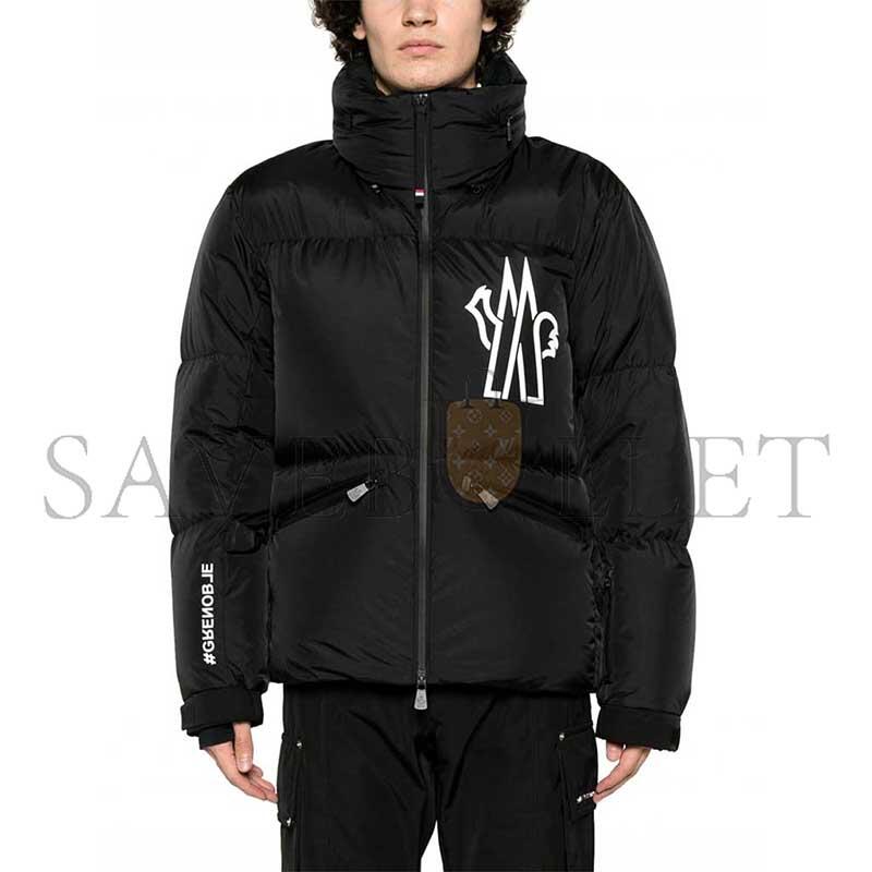 MONCLER GRENOBLE BLACK VERDONS LOGO-PRINT PUFFER JACKET 